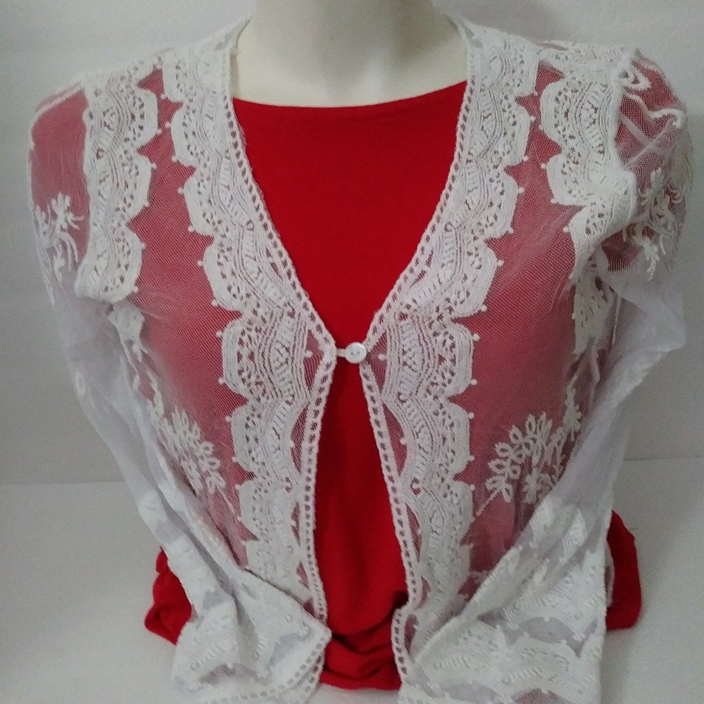 Rabbit Designs White Bolero Size Small